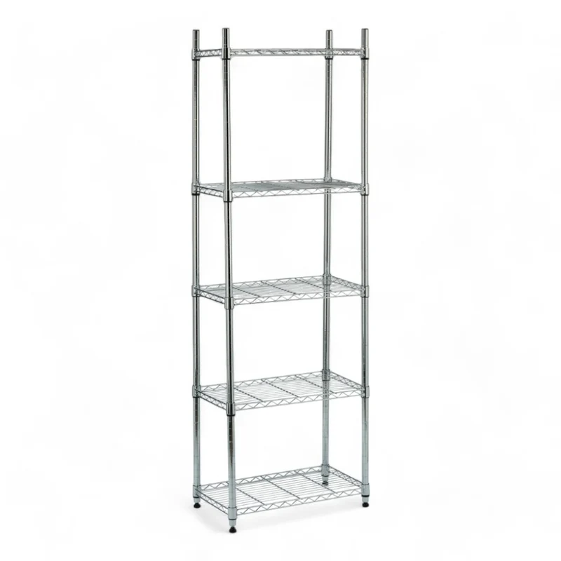 Scaffale metallo cromato 5 ripiani 60x35x180 cm per casa ufficio garage portata 75 kg per ripiano montaggio ruote M8