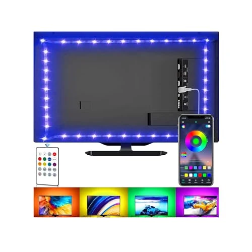 Striscia di luci LED per TV, kit di retroilluminazione TV USB con telecomando, controllo APP sincronizzazione con musica, 5050 RGB Smart LED Bias Illuminazione per HDTV, PC (2 m per TV da 32 "-60")