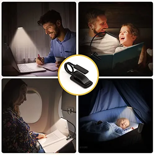 TEAMPD Luce da Lettura, USB Ricaricabile Lampada da Lettura, 10 LEDs 3 Modalità 100-10% Luminosità Regolabile Luce per Lettura Libri a Letto con Clip, Luce Lettura per Libro,Portatili,Viaggio,Bambini
