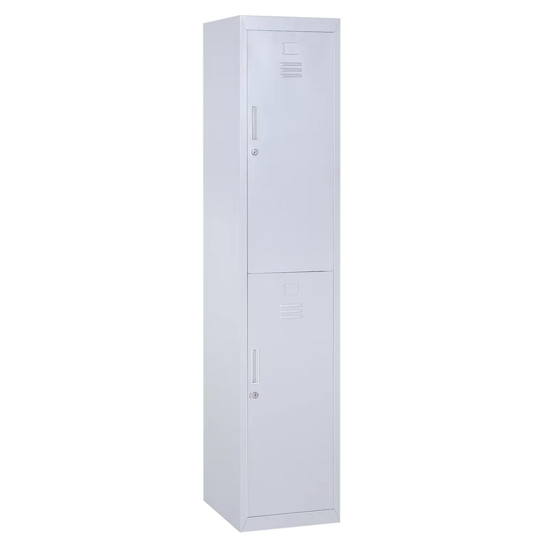 Easycomfort Armadietto 4 Ripiani 2 Porte Chiusura di Sicurezza Ufficio Garage Officina Acciaio Laminato a Freddo 38x46x180cm Grigio