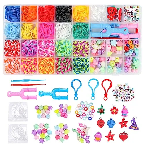 Umitive Elastici per Braccialetti ，1176Pcs Kit Braccialetti Fai Da Te Bambina con Ganci e Perline, Accessori per Creare Braccialetti per Bambini e Adulti, Bambini Regalo per Ragazze