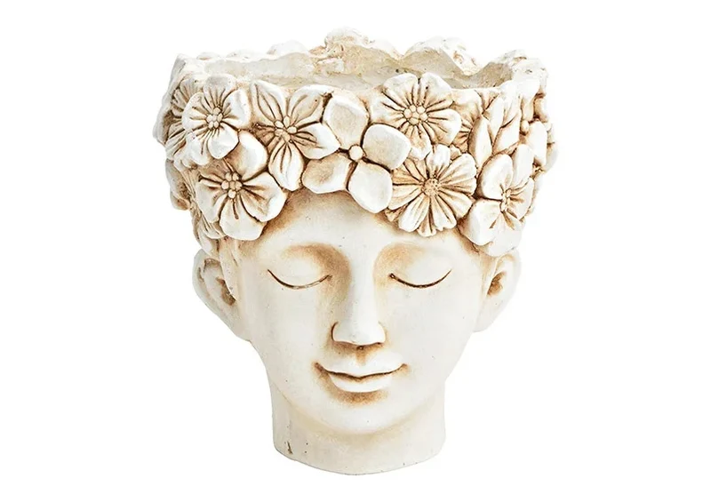 Vaso Fiori Testa Crema 20x21x20 Cm