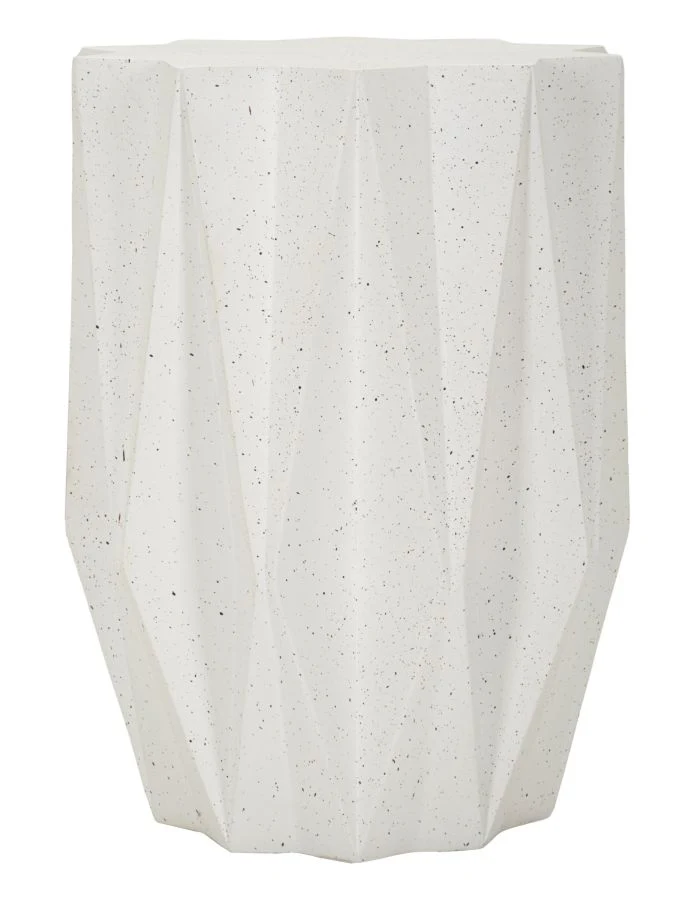 Tavolinetto Star Linee Sfaccettate Geometrie Eleganti Effetto Pietra Diametro 38,5 Cm Altezza 53 Cm