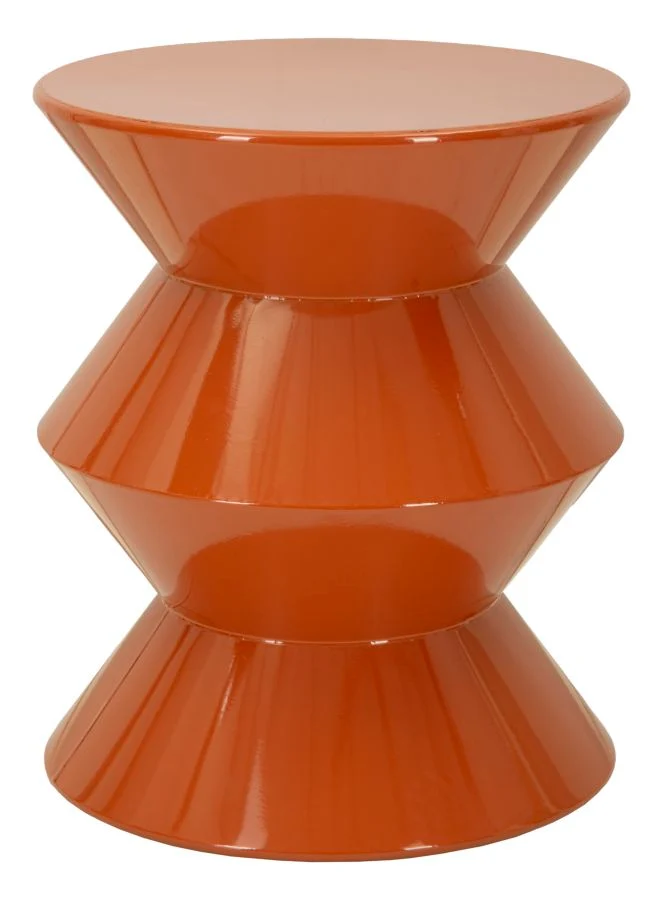 Tavolinetto Da Soggiorno In Metallo Zag Arancione Ø 37,5 X 45 Cm Finitura Brillante Design Moderno Audace