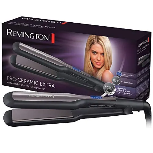 Remington Piastra per capelli, Larga, ideale capelli lunghi e folti, blocco temperatura, Display digitale, 150-230°C, piastre oscillanti, Rivestimento in ceramica Ultra, S5525