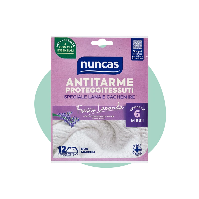 Nuncas antitarme proteggitessuti foglietti fresco lavanda - 12 pezzi