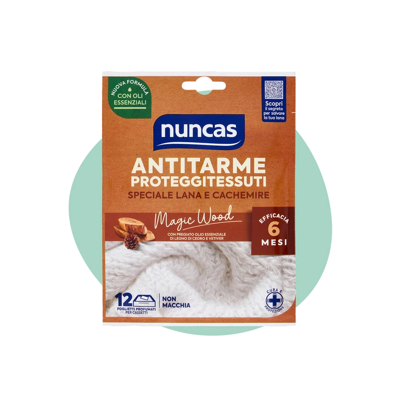 Nuncas antitarme proteggitessuti foglietti magic wood - 12 pezzi