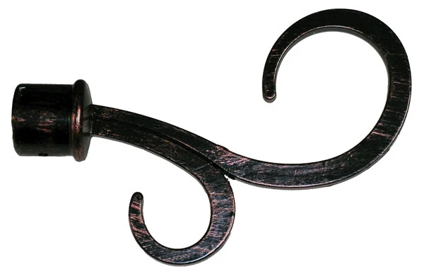 Bastone Tenda Estensibile Atene 120–210 cm in Ferro Battuto Nero con Finitura Rame