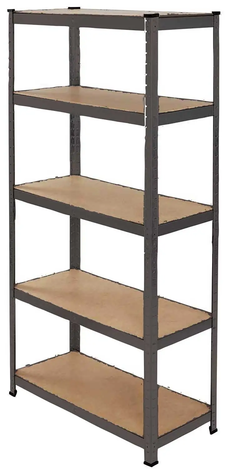 Scaffale in acciaio nero 5 ripiani – MDF, 90x40x180 cm, portata 175 kg