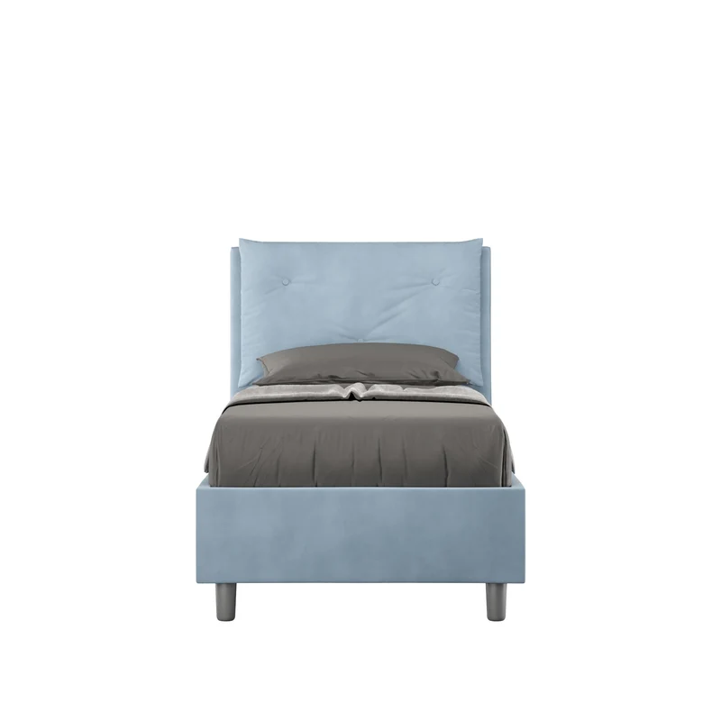 Itamoby Letto singolo imbottito con rete o contenitore in microfibra Appia 90x200