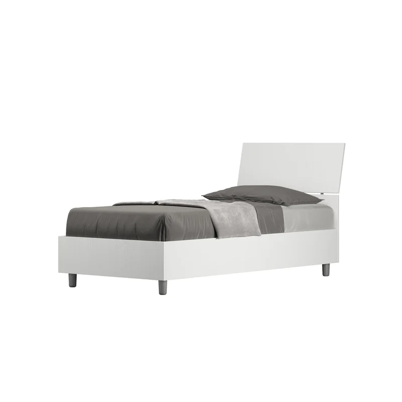 Itamoby Letto singolo senza rete, con rete e contenitore 80x200 testata inclinata Demas