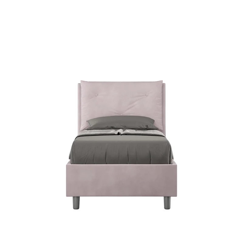 Itamoby Letto singolo imbottito 80x210 microfibra Appia senza rete, con rete e contenitore