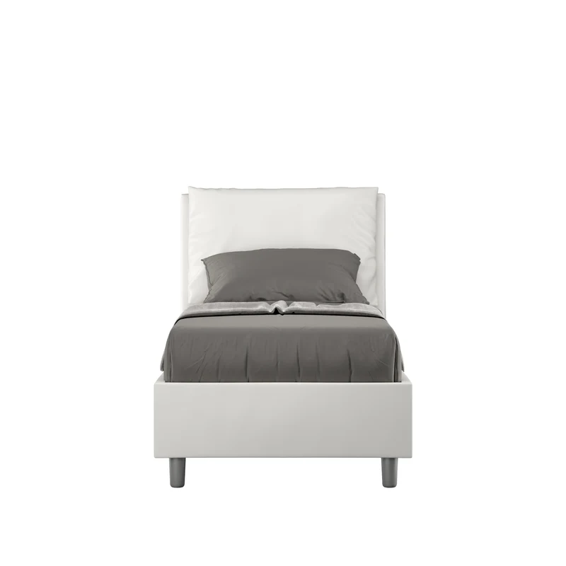 Itamoby Letto singolo imbottito similpelle Antea con e senza rete e contenitore 80x210