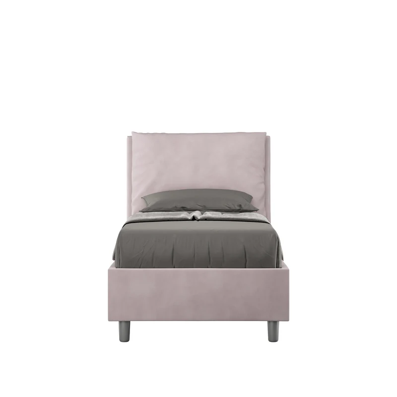 Itamoby Letto singolo imbottito 80x190 microfibra Antea senza rete, con rete, contenitore