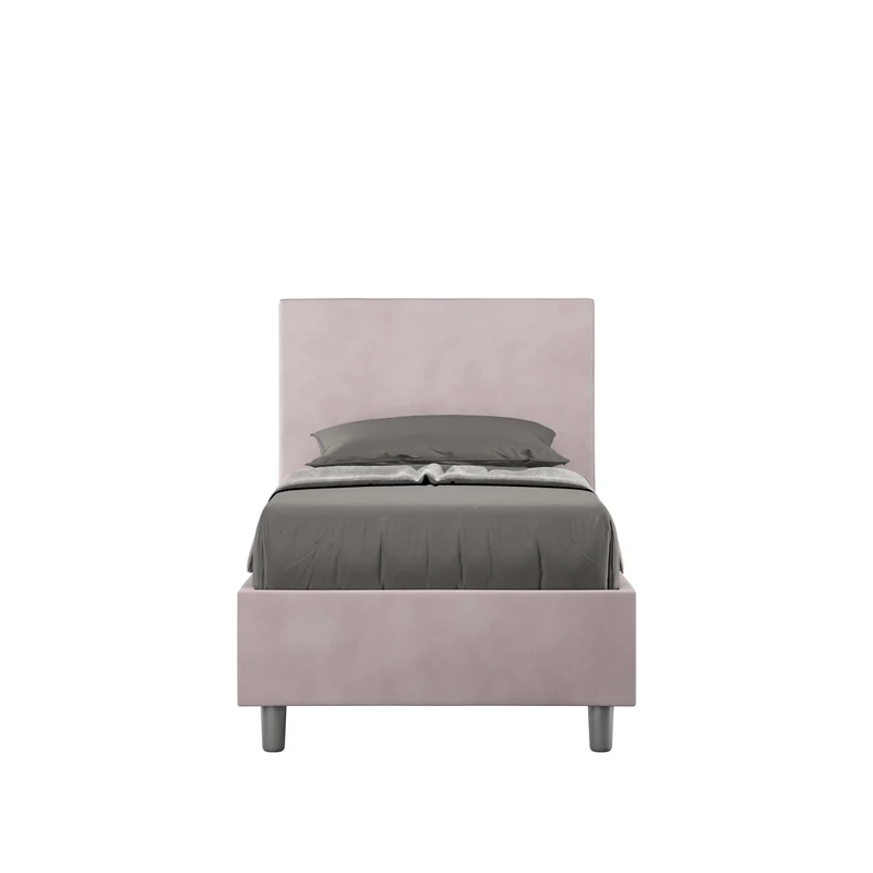 Itamoby Letto singolo imbottito 80x210 microfibra Adele senza rete, con rete, contenitore