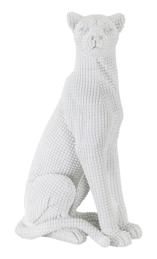 Leopardo Bianco Seduto - Eleganza in Miniatura 15x10x27 cm