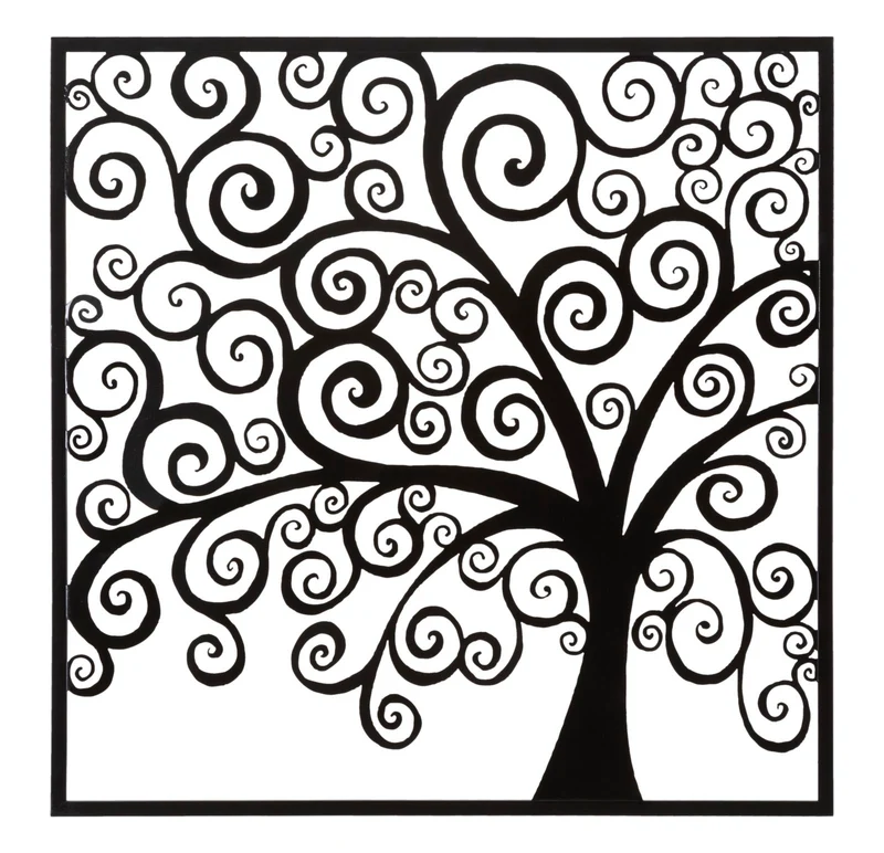 Pannello Decorativo 3D in Ferro Tree Design 100x1x100 cm