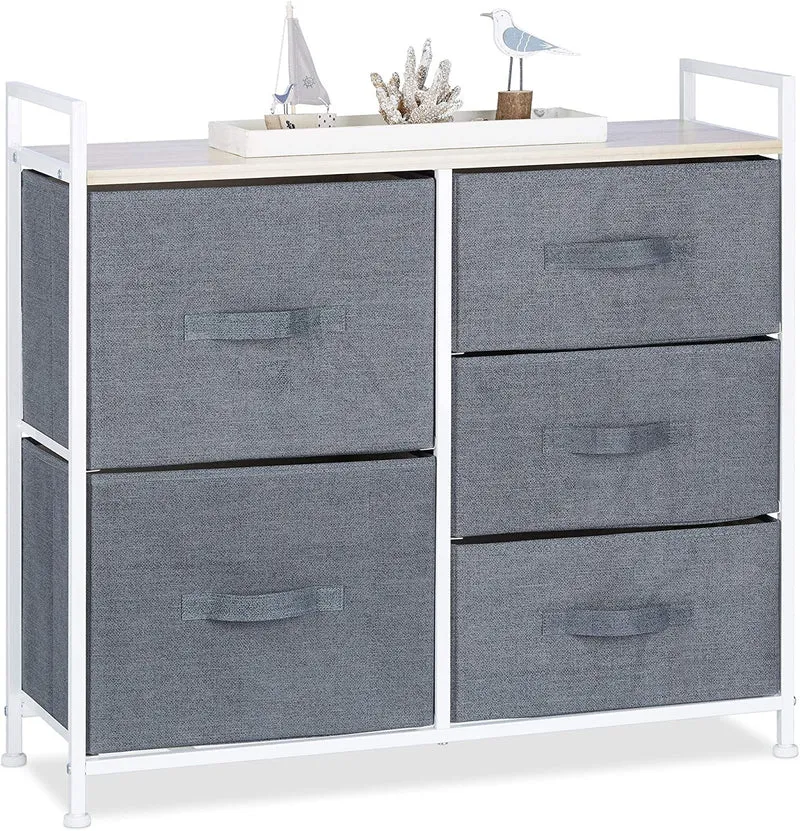 Relaxdays, Grigio 10023328_469 Mobiletto con 3 Cassetti, Mobile Cassettiera, HxLxP: 73 x 45 x 30 cm, Tessuto, Metallo, Legno