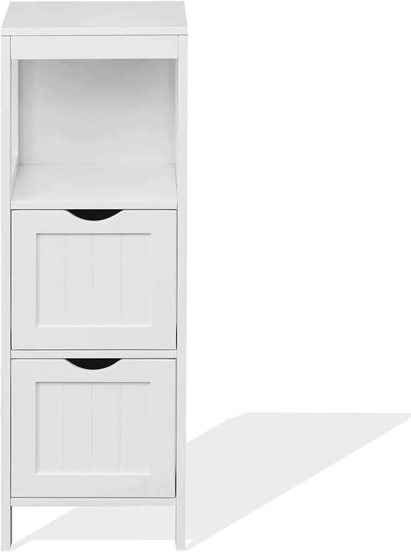 Rebecca Mobili Cassettiera Bagno Bianca, Armadietto A Terra Salvaspazio, Mdf, 1 Ripiano 2 Cassetti, Multiuso, Per Cucina Lavanderia - Misure: 84 x 30 x 30 cm (HxLxP) - Art. RE6682