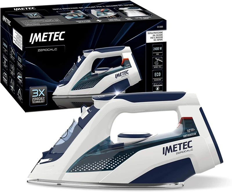 Imetec ZeroCalc Z1 2500 Ferro da Stiro, Tecnologia Anticalcare, Piastra Inox 2200 W, Colpo Vapore 120 g