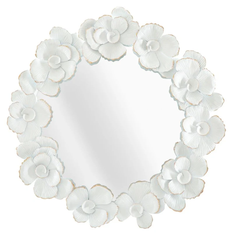 Specchio floreale bianco cm 82x2,6x85,5