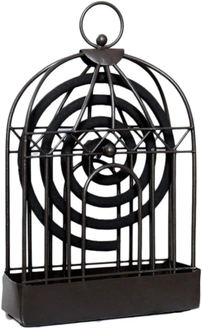Vosarea, supporto per spirali antizanzare in ferro stile retrò, innovativo bruciatore di incenso, con manico (nero)