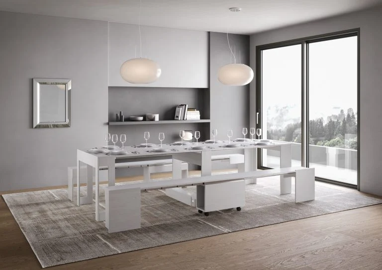 Itamoby Consolle Estensibile Evolve con Panche Integrate e Design Innovativo