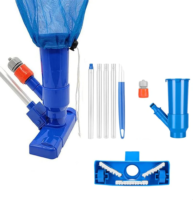 Aspirapolvere per Piscina, Kit Pulizia Piscina con 5 Sezioni di Palo e Sacchi a Rete, Aspirapolvere Piscina Fuori per Piscine, Piscine gonfiabili, laghetti, fontane