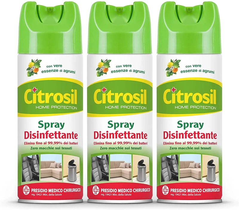 Citrosil Home Protection - Spray Disinfettante Superfici Multiuso, Elimina Fino al 99,9% dei Batteri, con Vere Essenze di Agrumi, 300 ml x 3 Confezioni