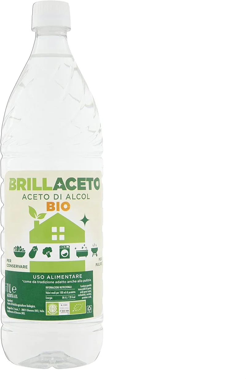 Ponti BRILLACETO Aceto di Alcol, Aceto di Alcol ideale per conservare e per pulire, Aceto di Alcol ad uso alimentare ma adatto anche alla pulizia, 1 bottiglia da 1l
