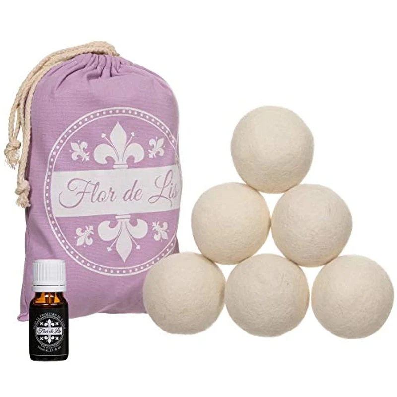 Novità Palline Per Asciugatrice di lana con olio al profumo di talco Esclusivo,L'unico Made In EU, Ammorbidente Biancheria, Palle Con profumatore Per bucato, Gomitolo Cattura peli,