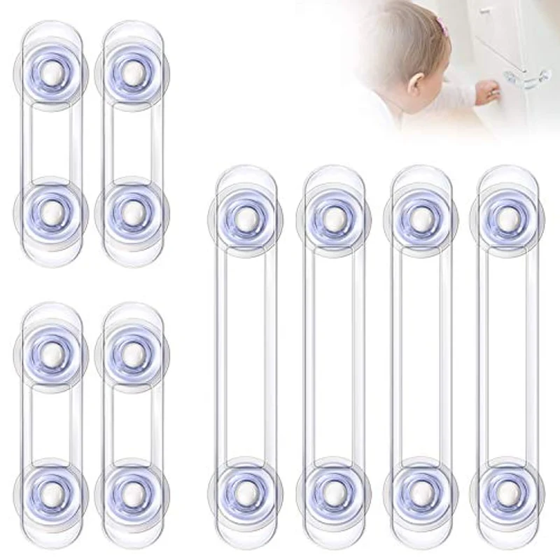8 Pezzi Bambini Chiusure di Sicurezza Yosemy Bambini Cinghia Serrature di Sicurezza per Armadietto Cassetto Armadio Guardaroba Frigorifero Facilissimi da Applicare, Trasparente Cinturino Morbido