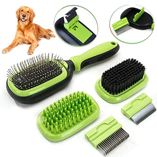 SAMMIU Spazzola per toelettatura Animali Domestici 5 in 1 Kit per...