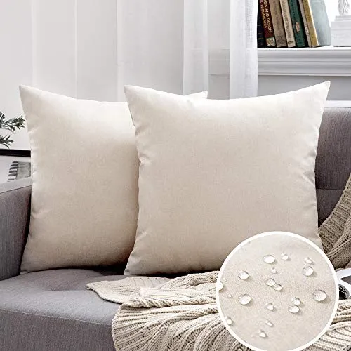 MIULEE 2 Pacco all'Aperto Federe Impermeabile Cuscini 50x50cm, Beige