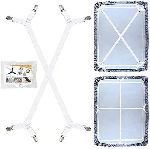 Felly Clip Lenzuola 4 Pezzi Bretelle Regolabili Tipo Lungo-bianco