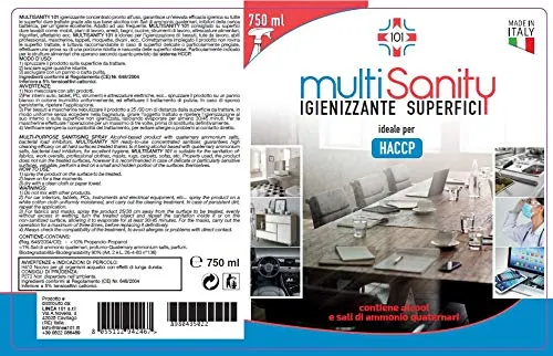 Sanity 101 Igienizzante Superfici Certificato Haccp Con Alcool E Sali...
